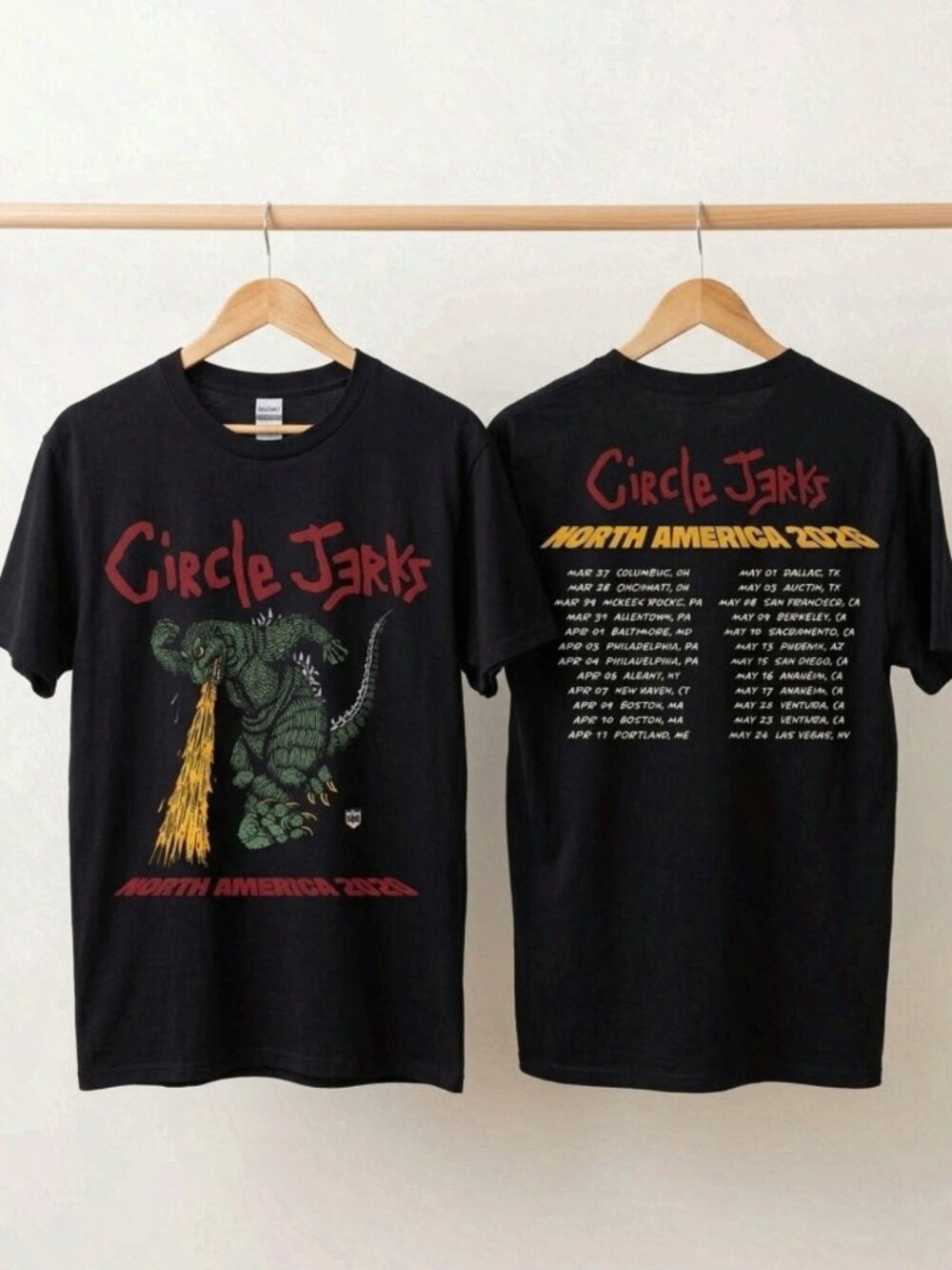 Circle Jerks North America 2026 Godzilla Black T-Shirt Reprint